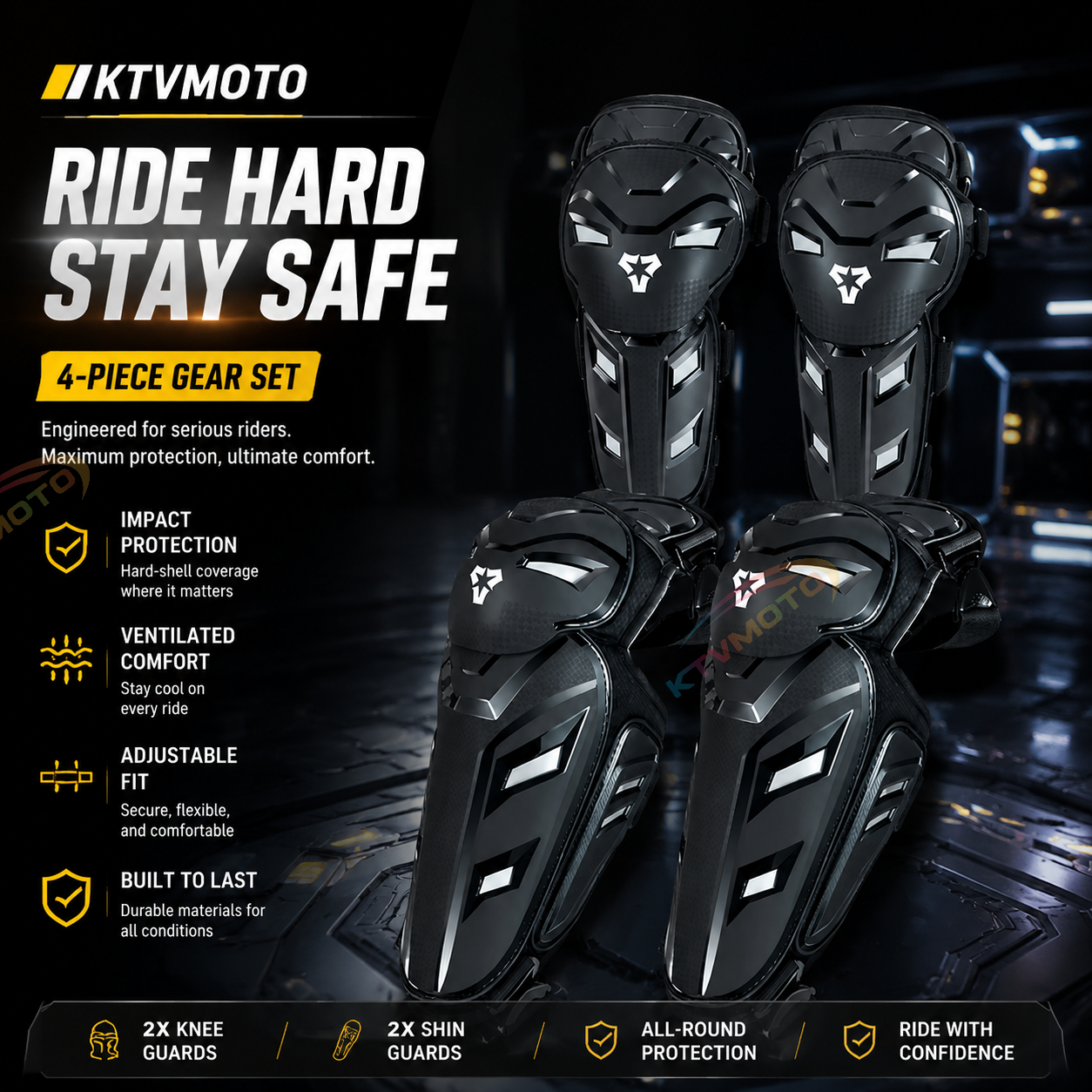 4-Piece Motorcycle Knee and Elbow Guard Set-Y49