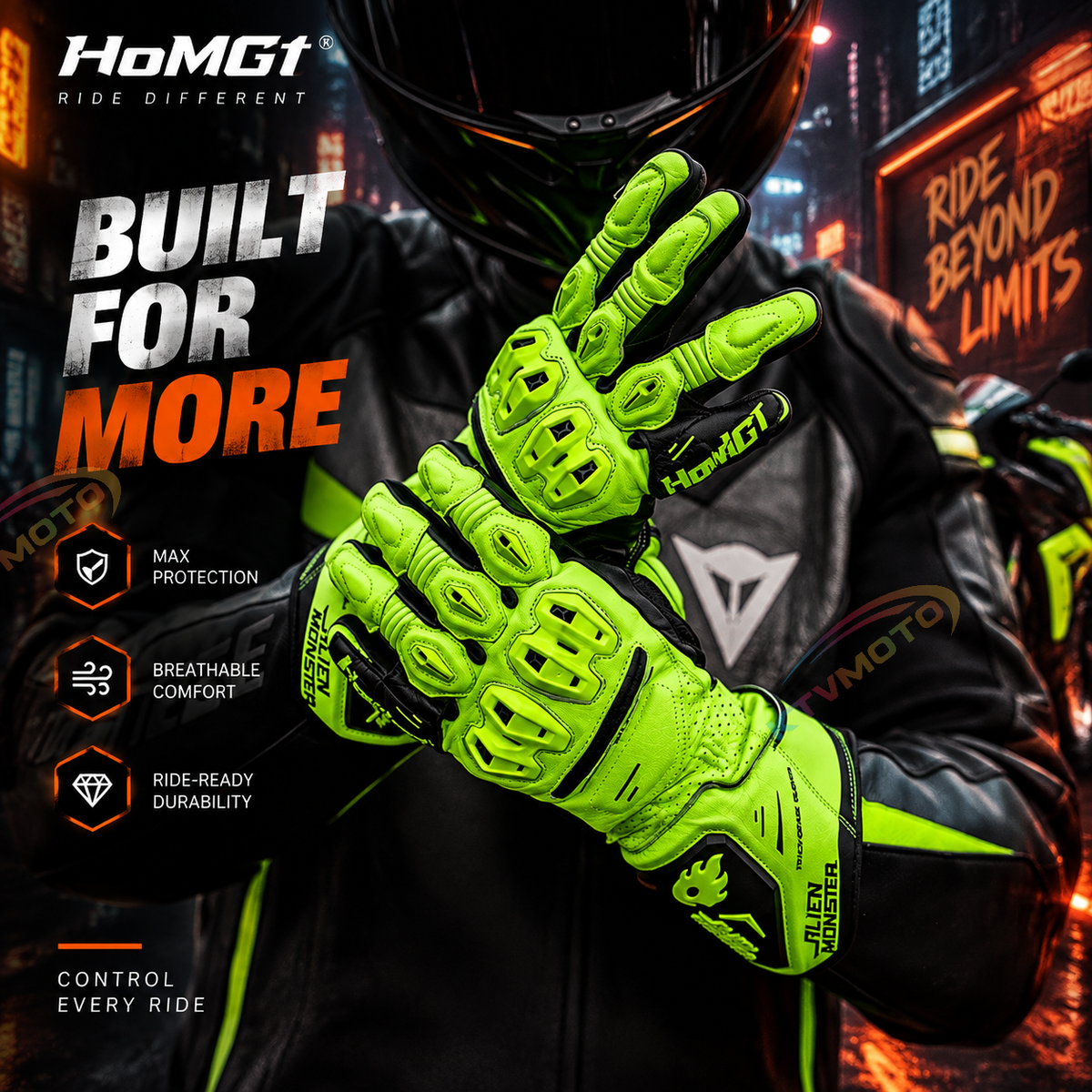 KTVMOTO CE2 Certified Carbon Fiber & Genuine Leather Track Cycling Gloves- G21