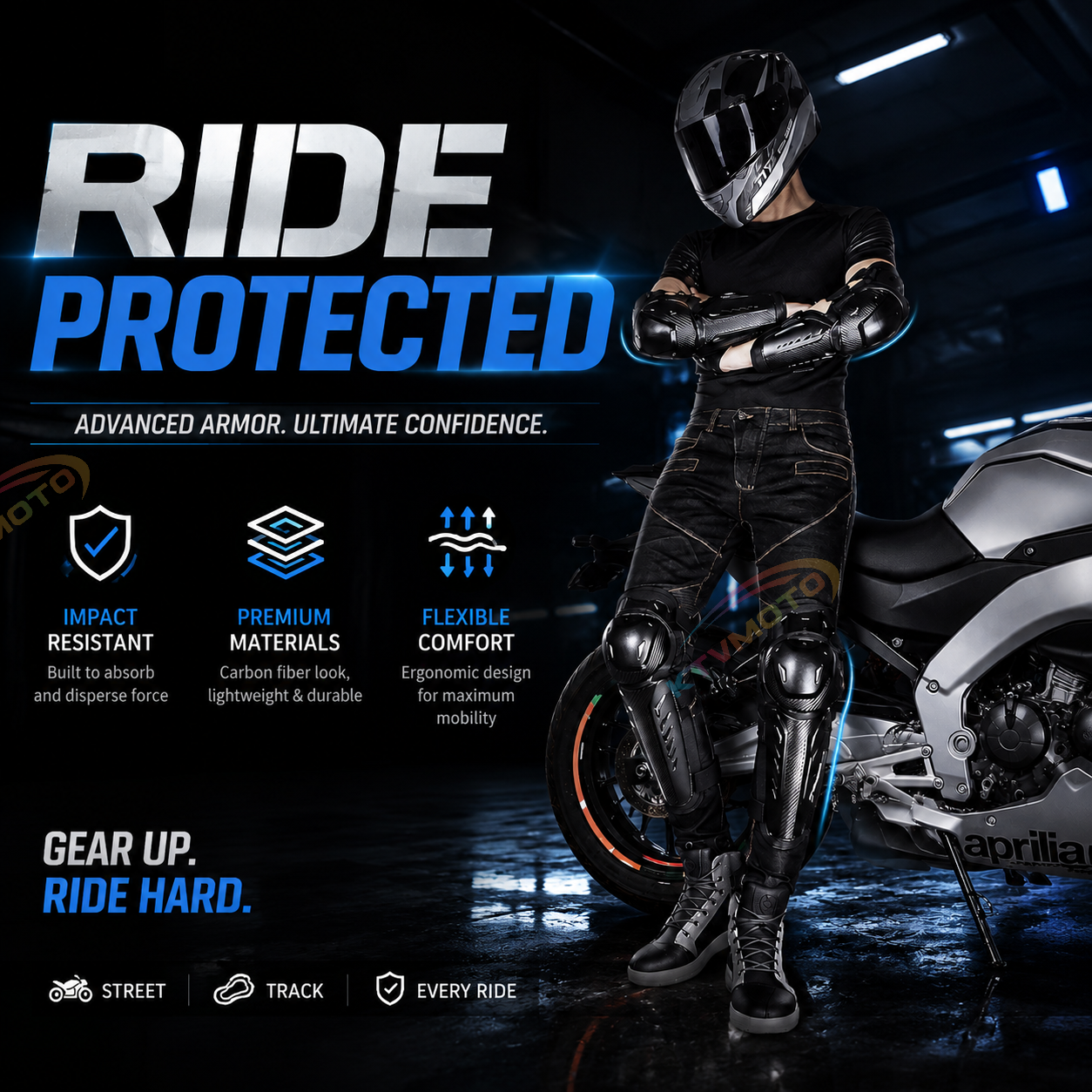 4-Piece Motorcycle Protective Gear Set-Y48