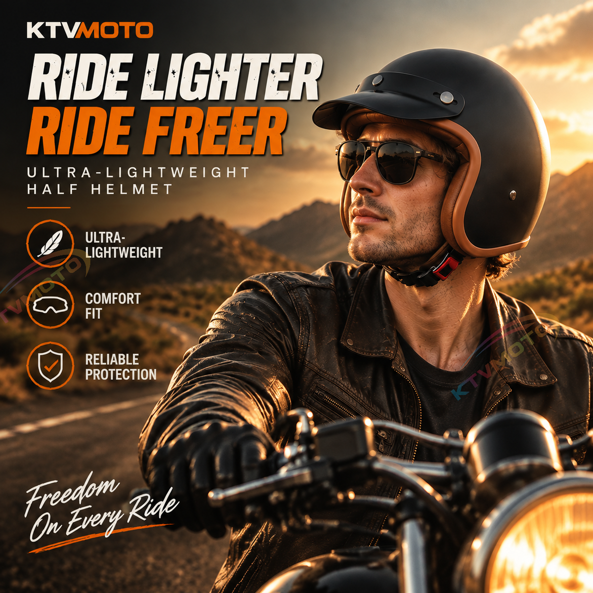 Retro motorcycle open helmet-I20