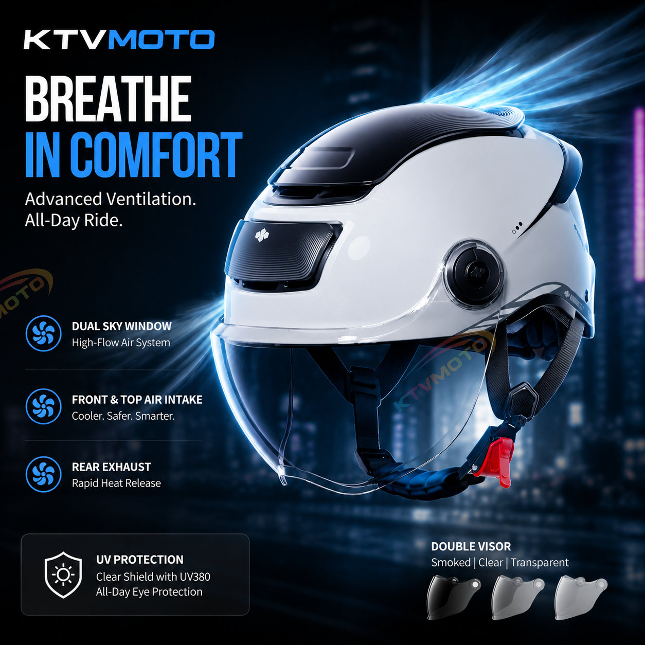 Breathable, sun-protective motorcycle half-helmet-I148