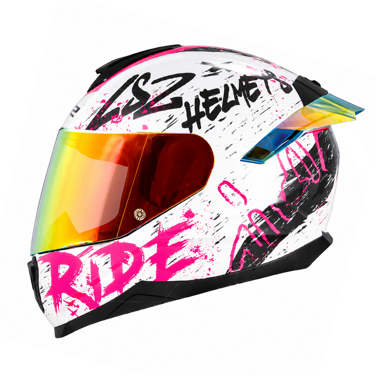 Full-face motorcycle helmet with anti-fog visor and large rear spoiler-I310