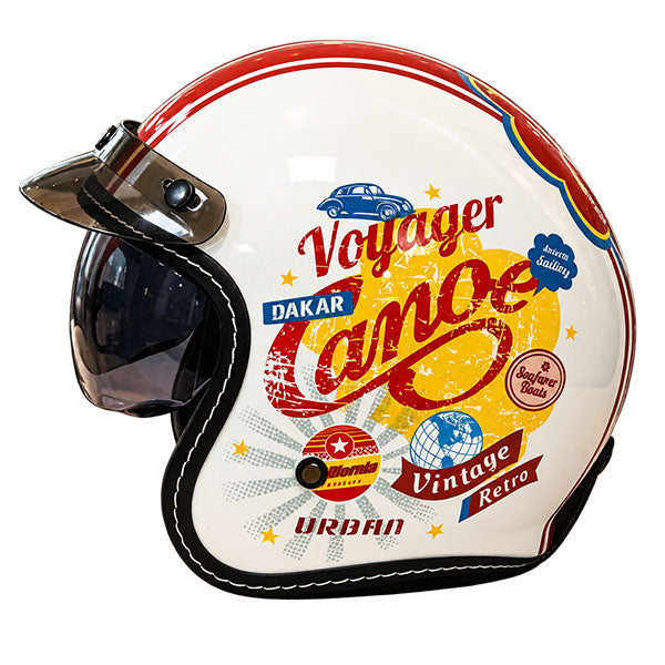 Retro style 3/4-coverage motorcycle helmet with a graffiti design-I315