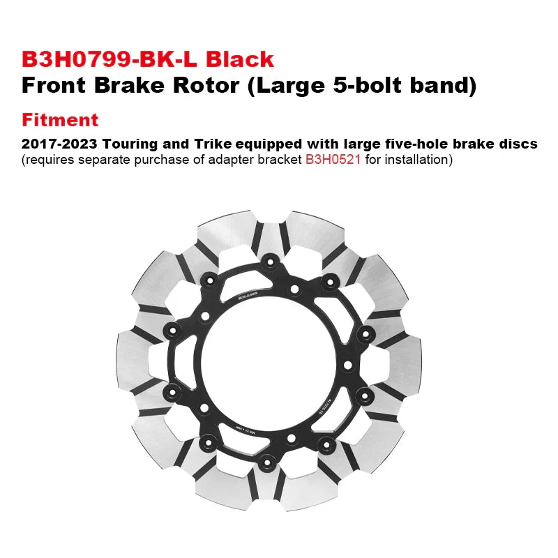 PB Style 5-Bolt Performance 13 Inch Front Brake Rotor for HD Touring and Softail Motorcycle Brake Systems