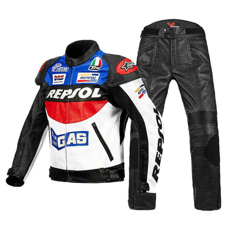 Men's and women's anti-fall imitation racing street bike motorcycle leather jacket - J32