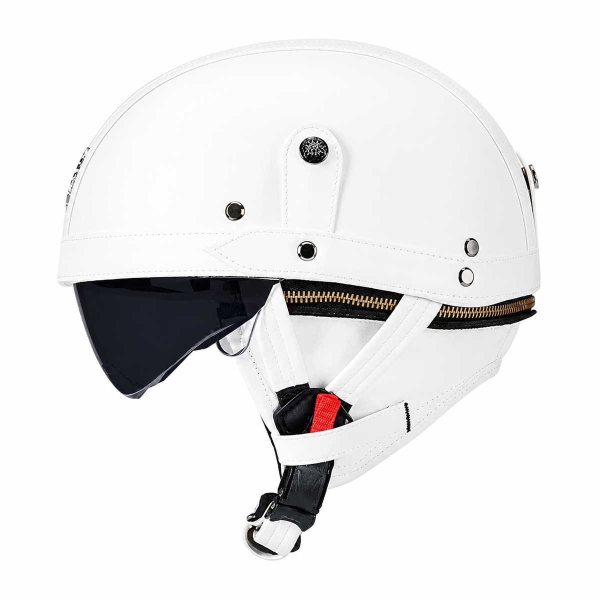 KTVMOTO Vintage Leather Motorcycle Helmet with- I06