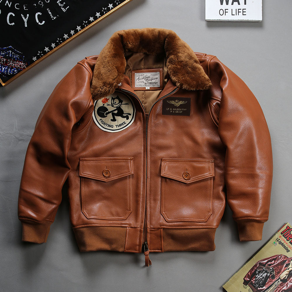 Men's sea and air pilot leather jacket-A03