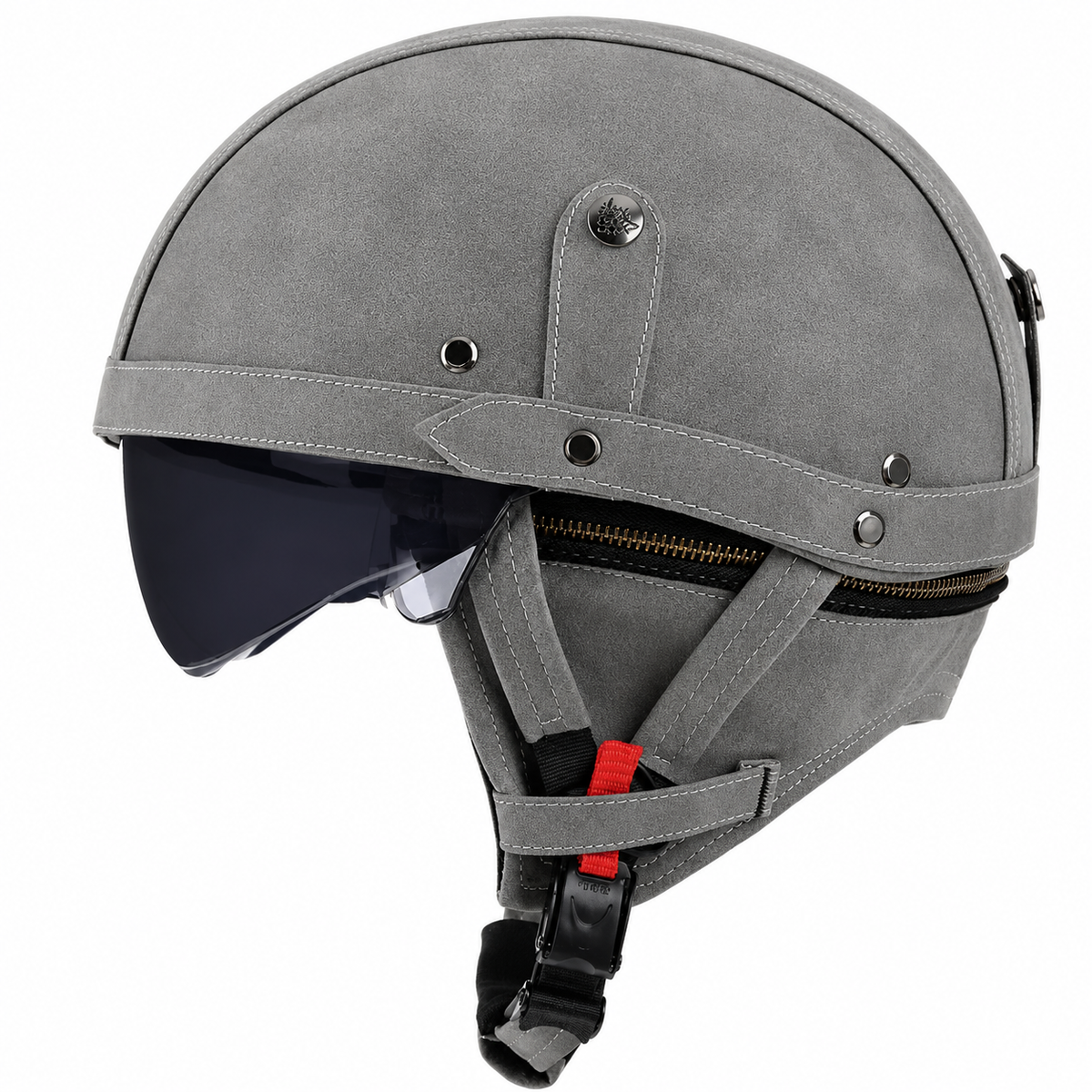 KTVMOTO Vintage Leather Motorcycle Helmet with- I06