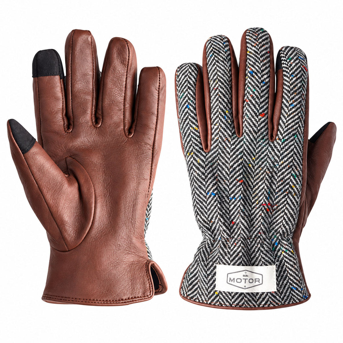 Retro Genuine Leather Patchwork Long Biker Gloves-G51