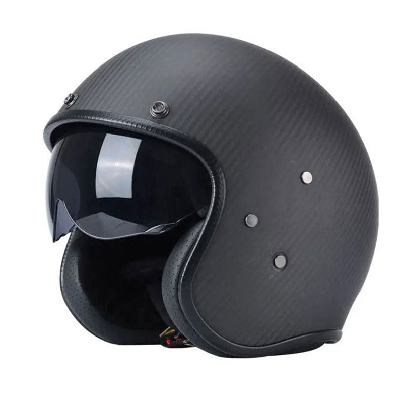 KTVMOTO Classic cruise half-helmet with carbon fiber texture, Harley style-I34