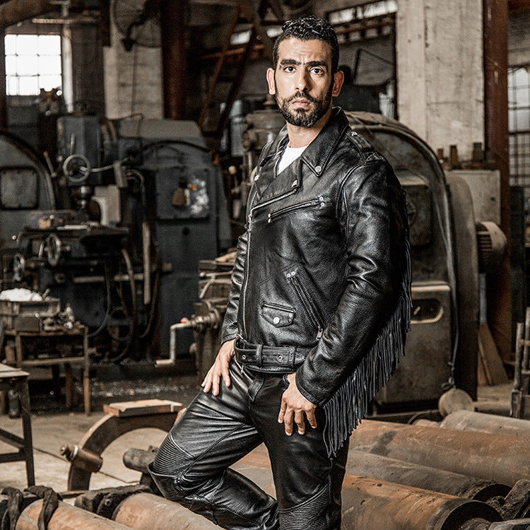 HARLEY ANGEL Harley Angel tassel cowhide leather jacket-A17