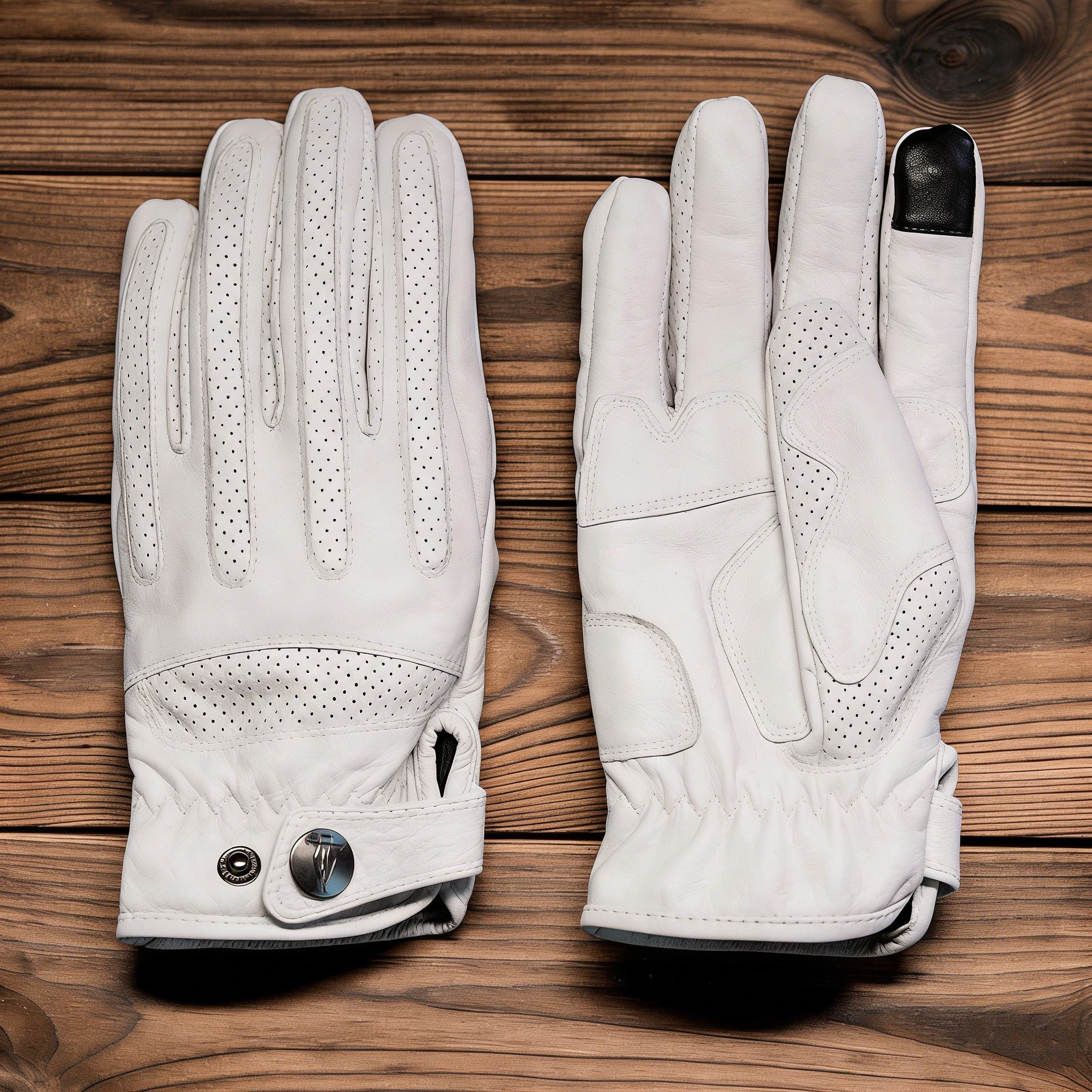 Retro Fleece-lined Gloves for Motorcycle Riding Genuine Leather