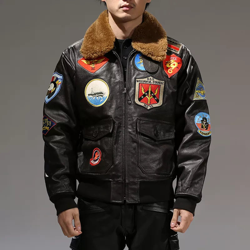 G1 flying cowhide jacket genuine leather casual jacket-A2