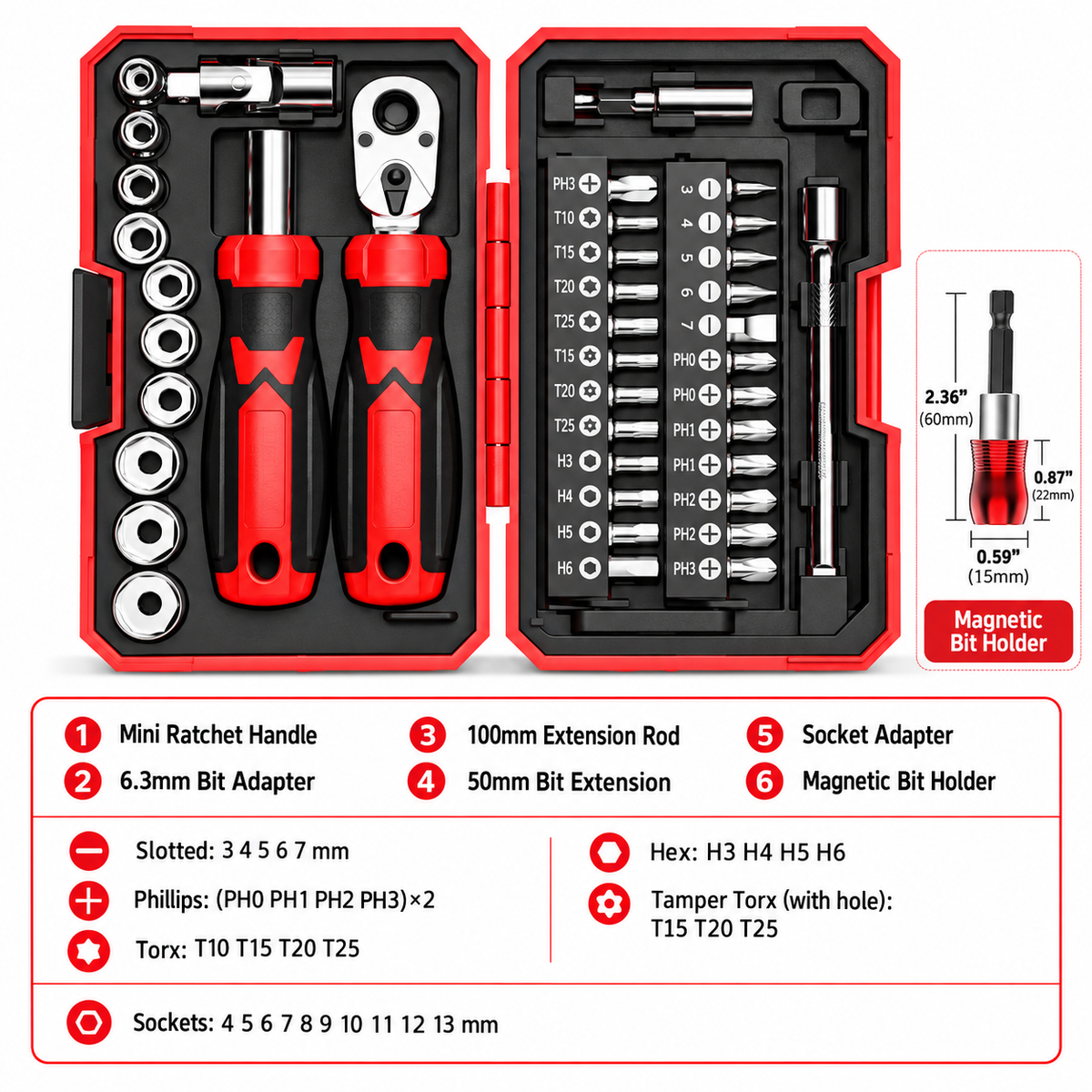 KTVMOTO Motorcycle Tool Kit with Ratchet Wrench and Screwdriver Set-MT04