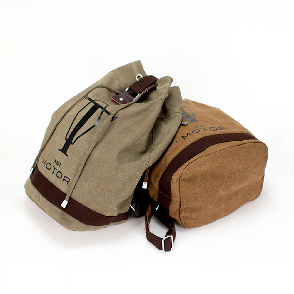 Retro Canvas Large-Capacity Outdoor Motorcycle Backpack-B10
