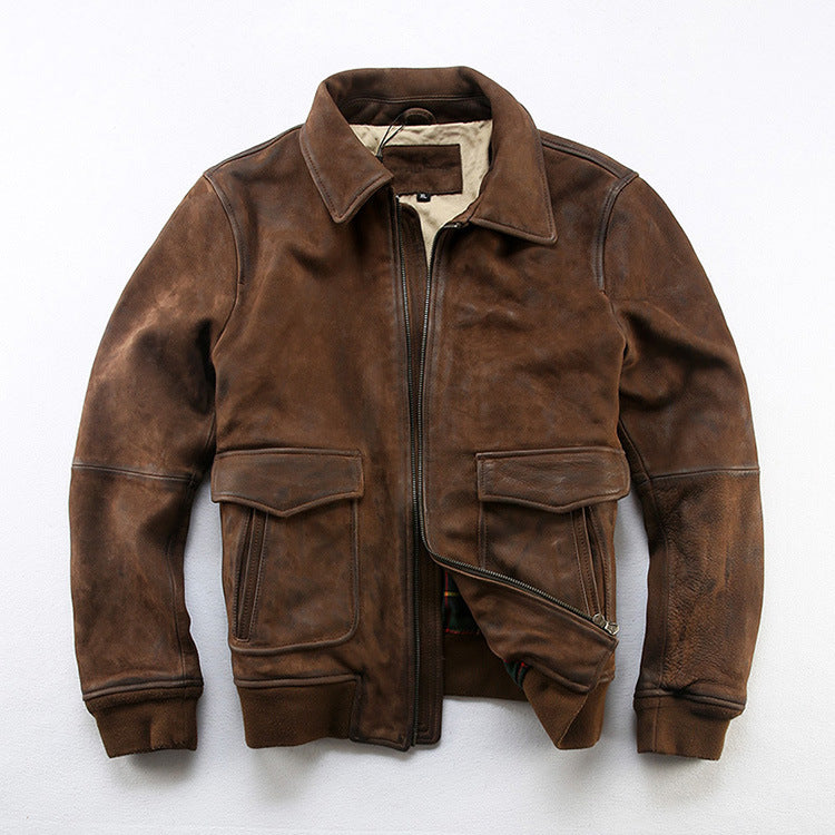 Vintage distressed A2 Pakistani goatskin flight jacket - A43
