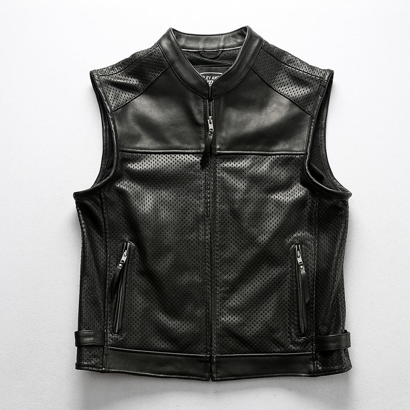 Harley Breathable Summer Mesh Leather Vest-A38