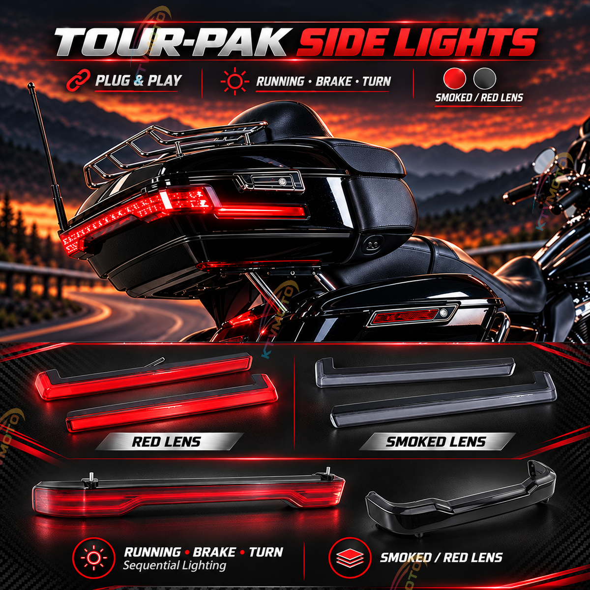 KTVMOTO Harley Sequential Tour-Pak LED Side Lights-ML03