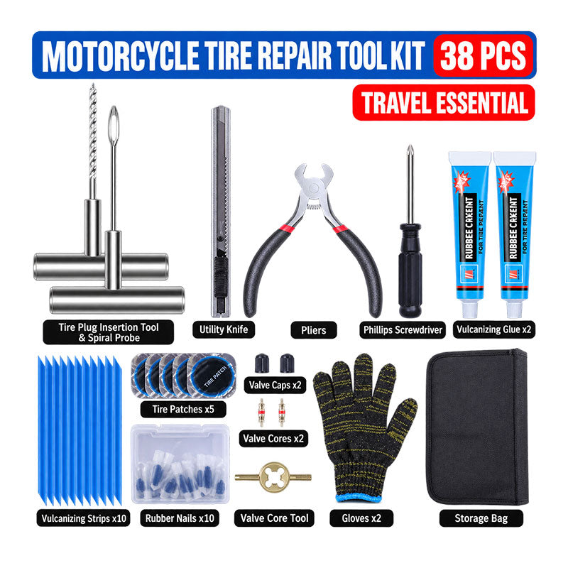 KTVMOTO Motorcycle Touring Tire Repair Kit for Emergency Repairs-MT02