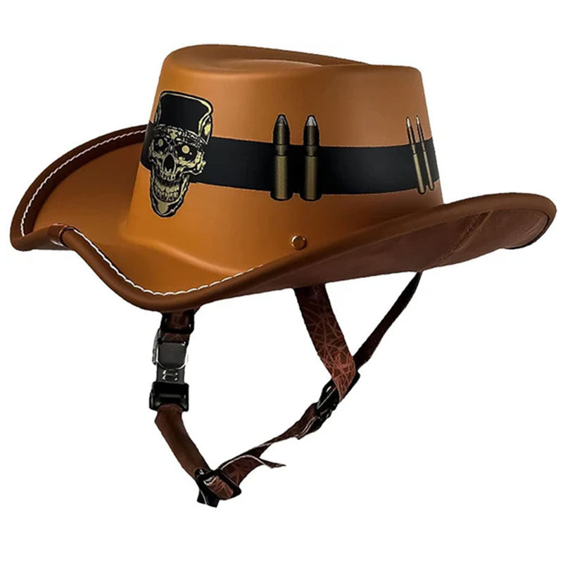 Cowboy-style leather motorcycle half helmet- I08