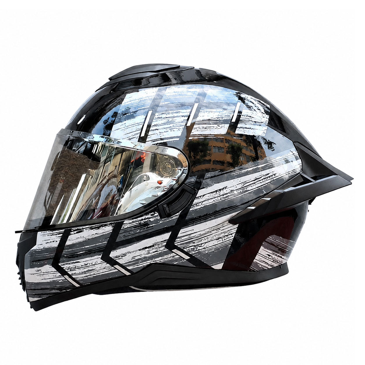Full-face motorcycle helmet with dual visors (silver visor)-I193