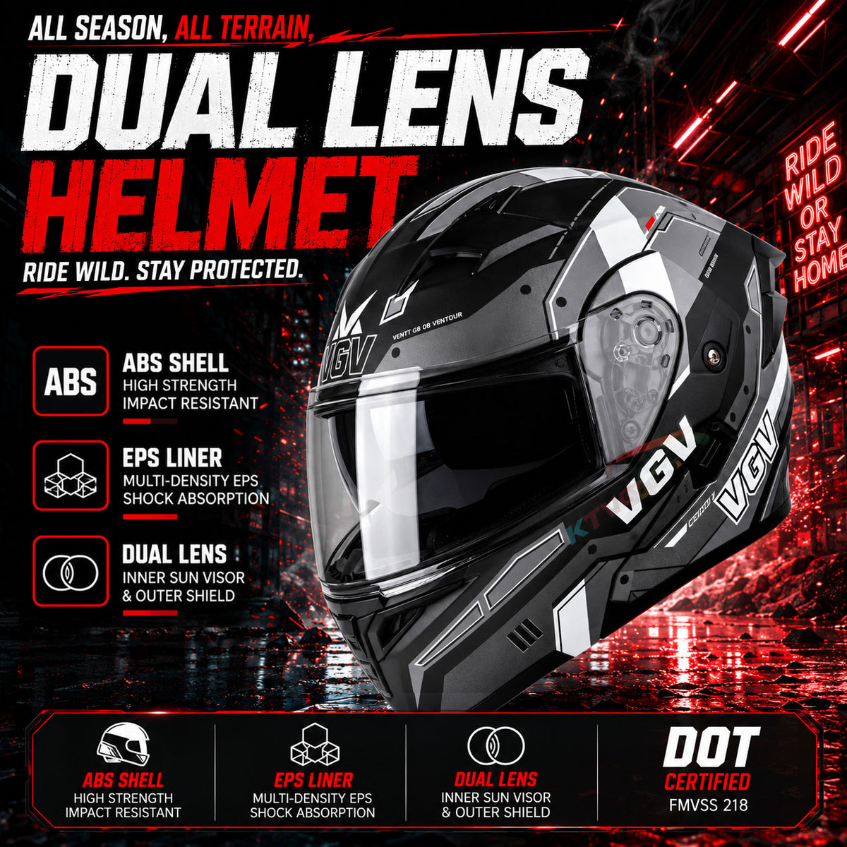 KTVMOTO Motorcycle colored lens flip helmet with built-in Bluetooth - I261