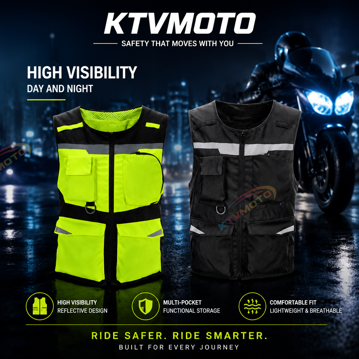 Reflective Off-Road Motorcycle Riding Vest-J104