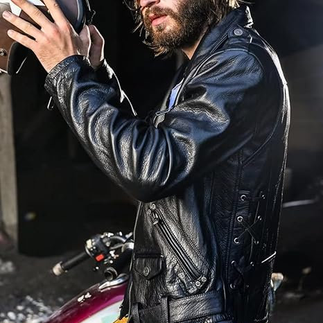 Genuine leather Harley motorcycle riding suit-A40