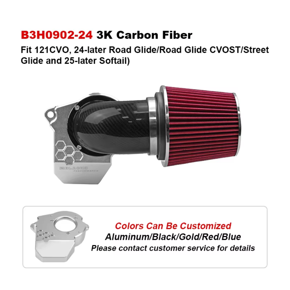 Mushroom Head Air Cleaner High Flow Performance Carbon Fiber Aluminum Washable Filter for 121CVO 117 Touring M8 Softail New