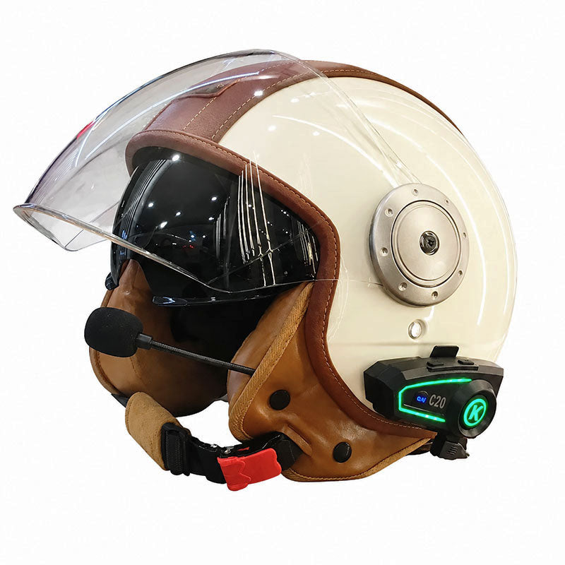 Dual-lens open-back Bluetooth motorcycle helmet-I27