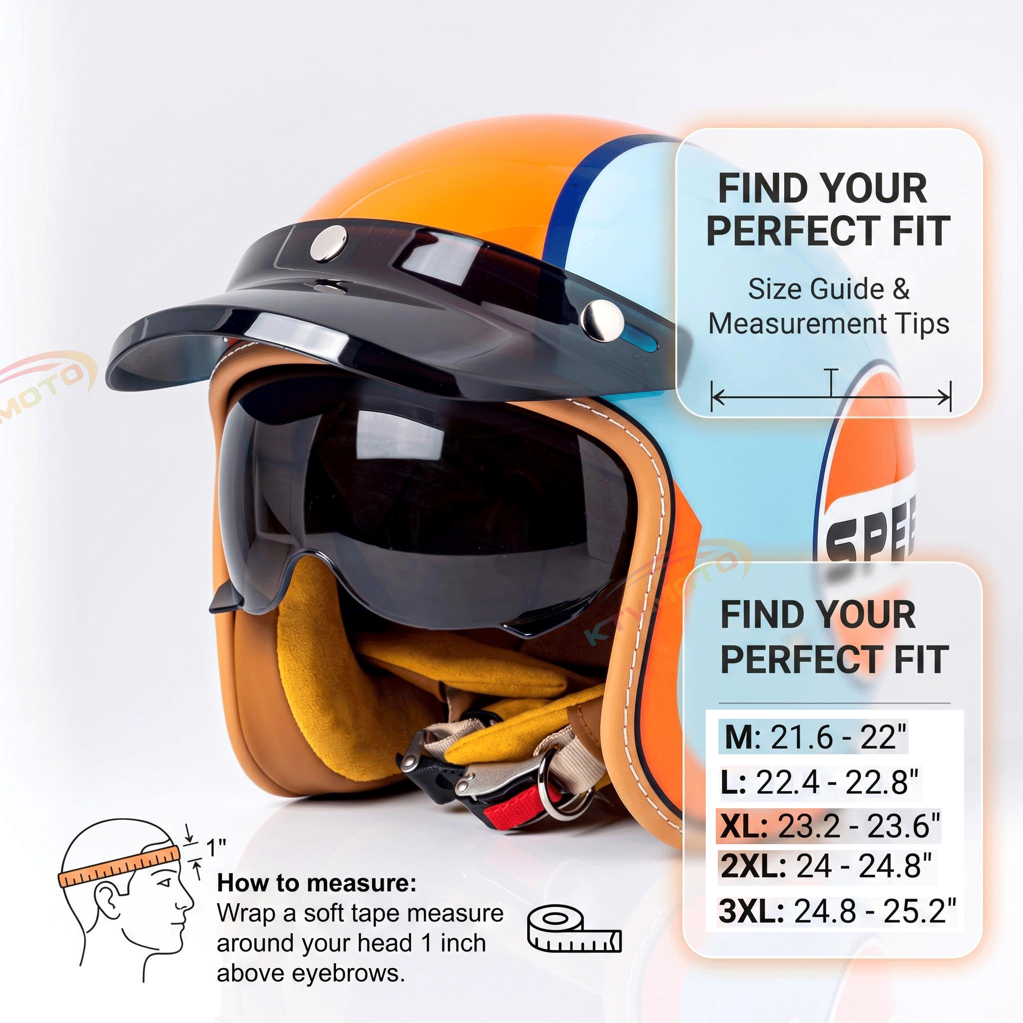Retro open-face motorcycle helmet with sun visor-I32