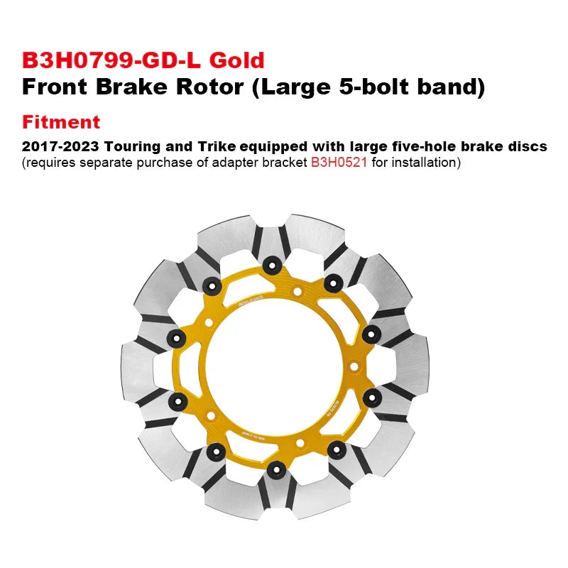 PB Style 5-Bolt Performance 13 Inch Front Brake Rotor for HD Touring and Softail Motorcycle Brake Systems