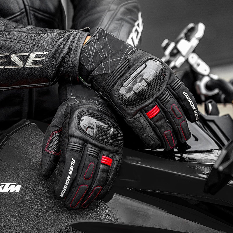 Winter waterproof carbon fiber leather riding gloves - G24