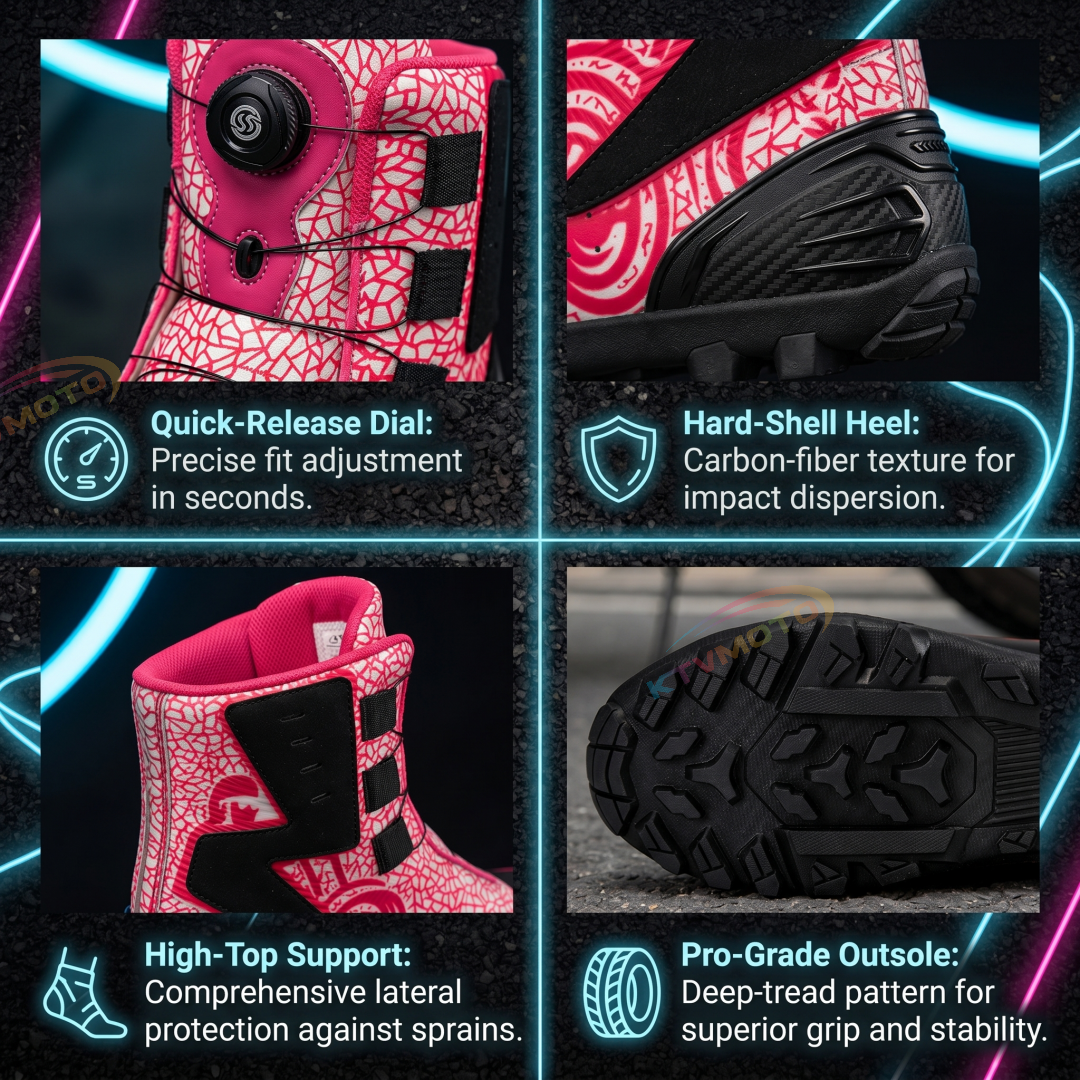 Distinctive Outdoor Motorcycle Boots with Crushed-Stone Texture-K106
