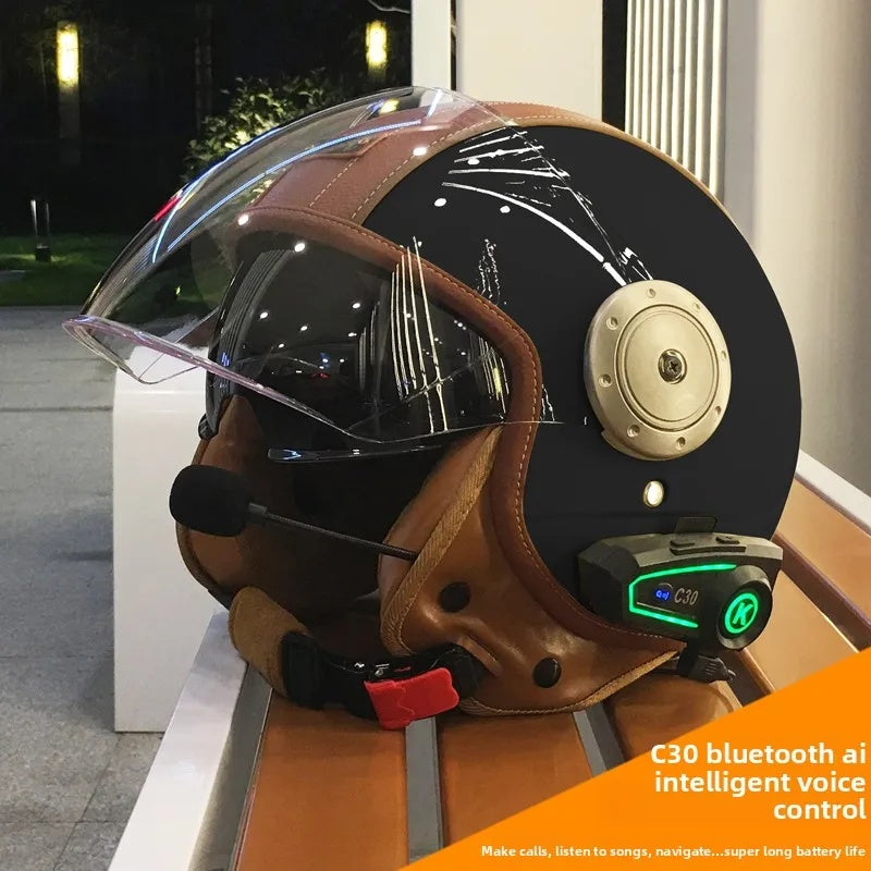 Dual-lens open-back Bluetooth motorcycle helmet-I27