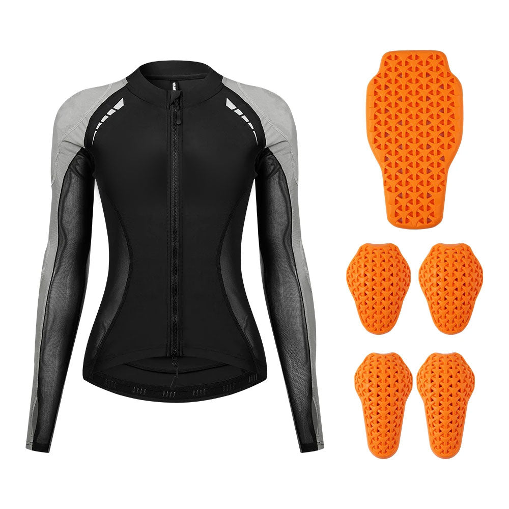 Women's motorcycle slim-fit jacket and pants set with removable padding-J37