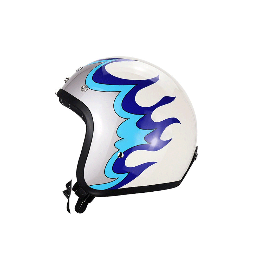 Retro Flame Pattern Convertible Motorcycle Helmet-I64