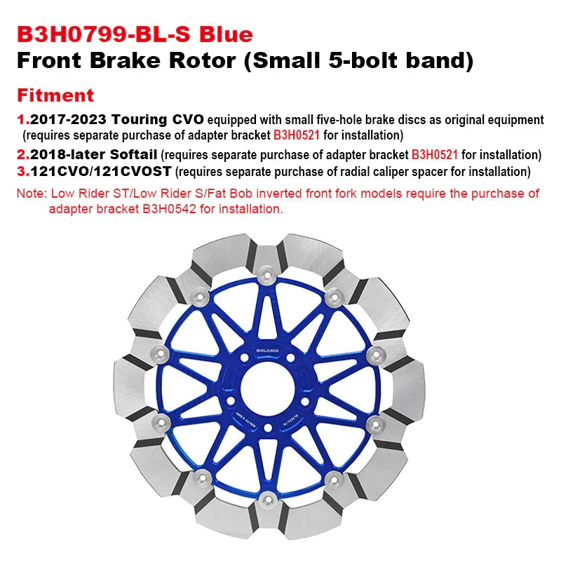 PB Style 5-Bolt Performance 13 Inch Front Brake Rotor for HD Touring and Softail Motorcycle Brake Systems