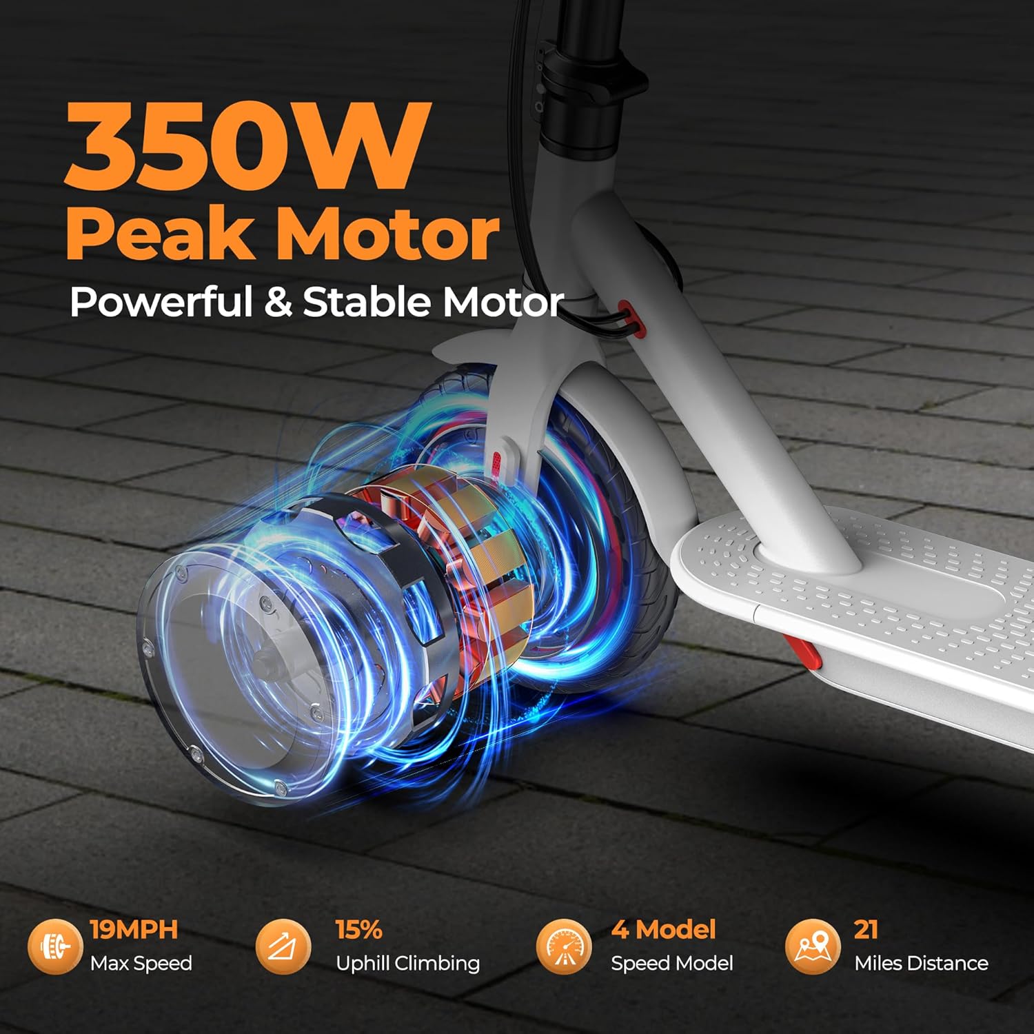 Adult Electric Scooter, 8.5-inch/10-inch Tire, 19/22 Miles/350W/500W Motor, 21-28 Mile Range, Folding Electric Scooter