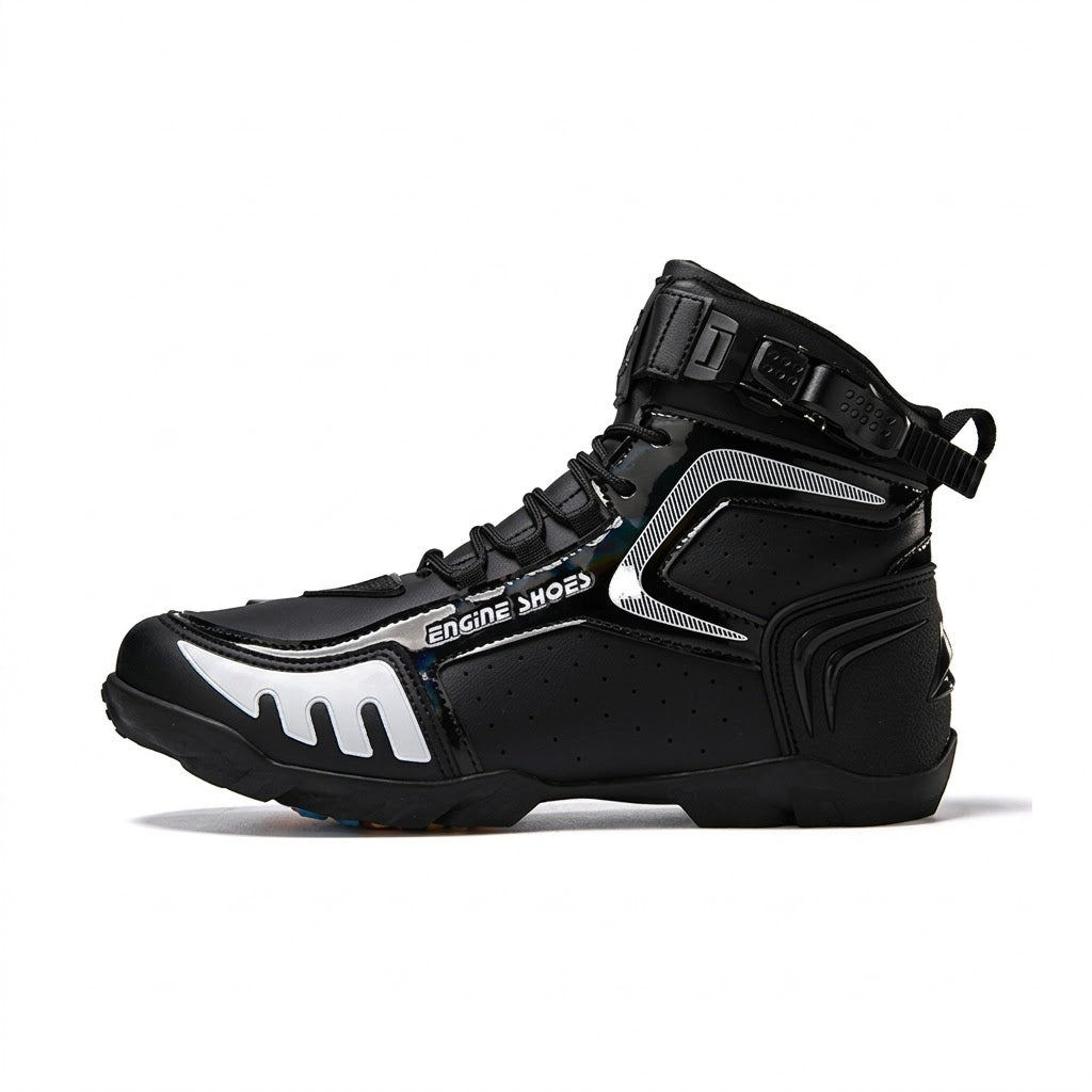 Red & Black Motorcycle Riding Shoes - Protective Boots-K46