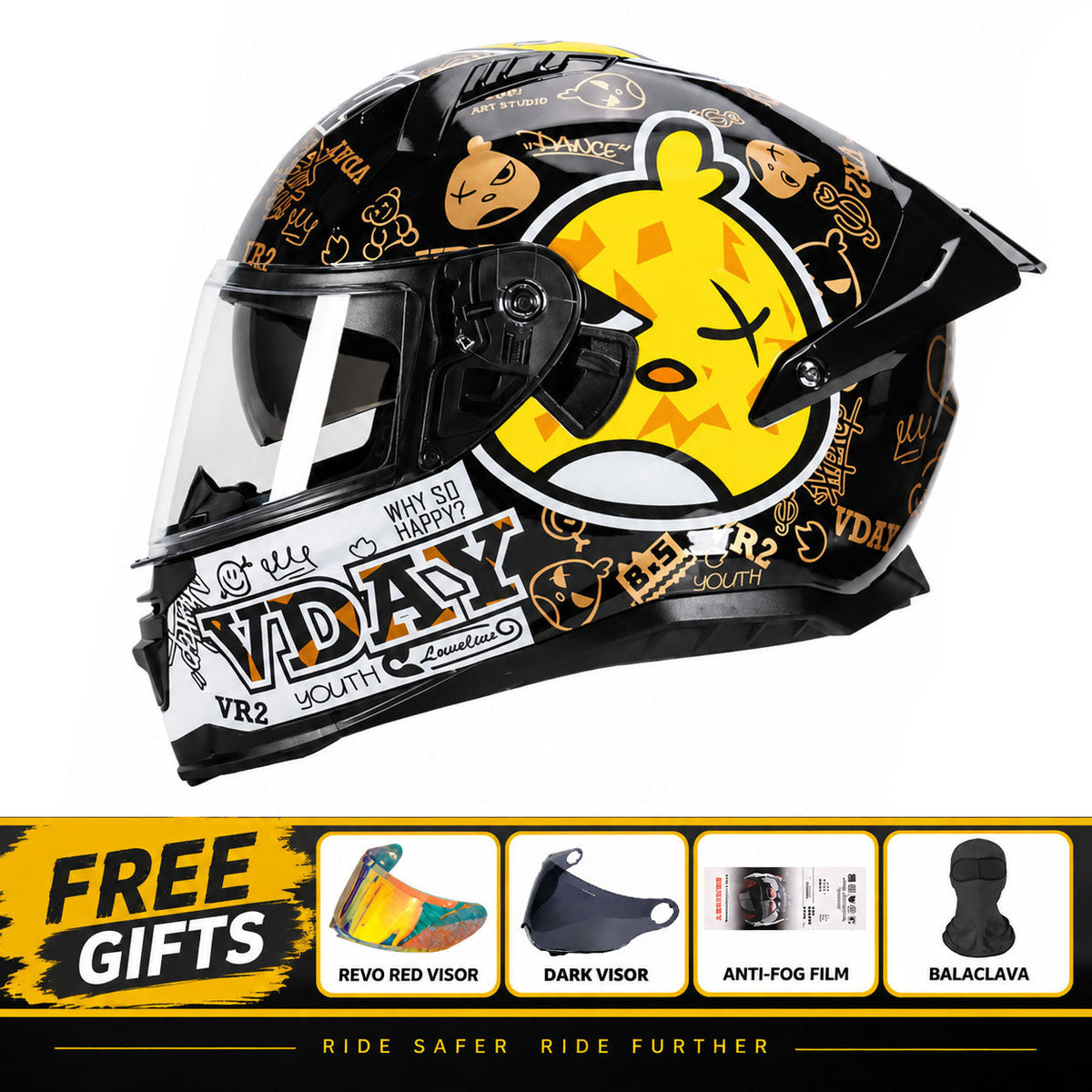 DOT-Certified Trendy Full-Face Motorcycle Helmets for Couples-I301