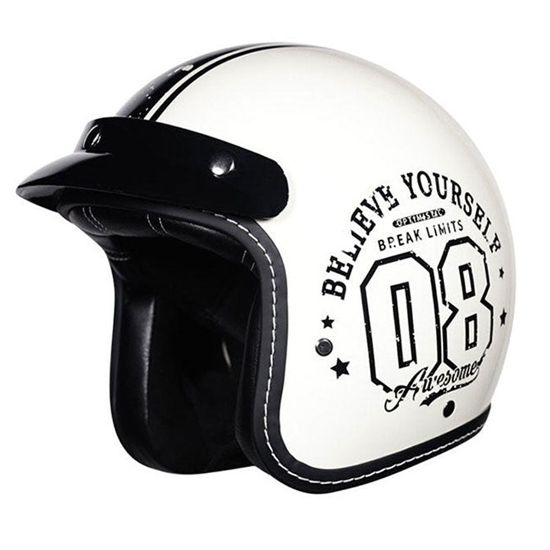 KTVMOTO Retro Open Face Motorcycle Helmet – Vintage Graphic Style-I21