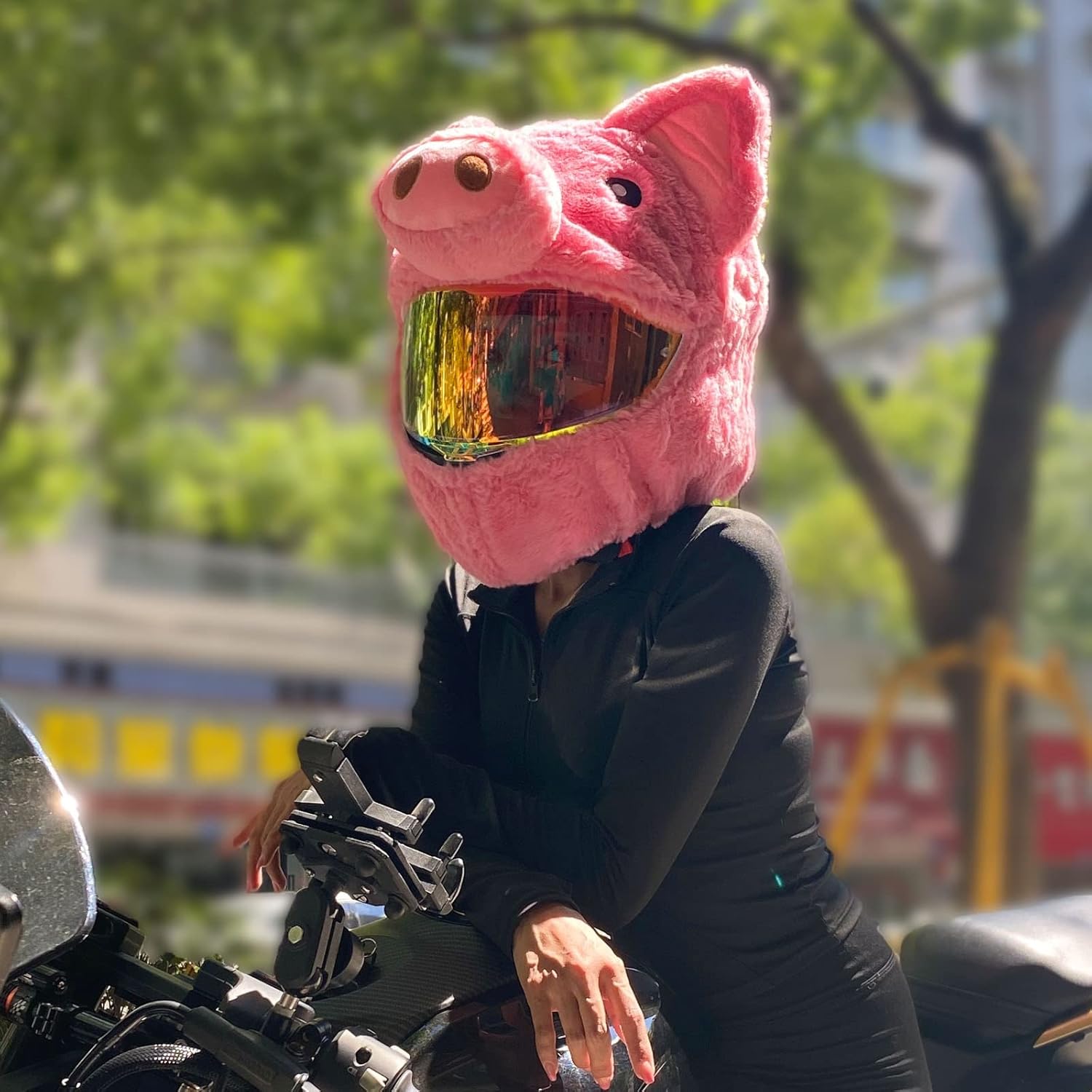 Funny motorcycle helmet covers-Pink Pig