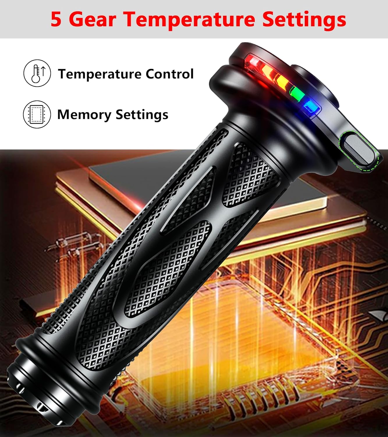 Motorcycle heated handle, intelligent five-speed temperature adjustment