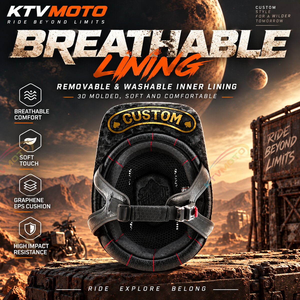 Retro Carbon Fiber Breathable Half-Helmet for Cruiser Motorcycles-I292