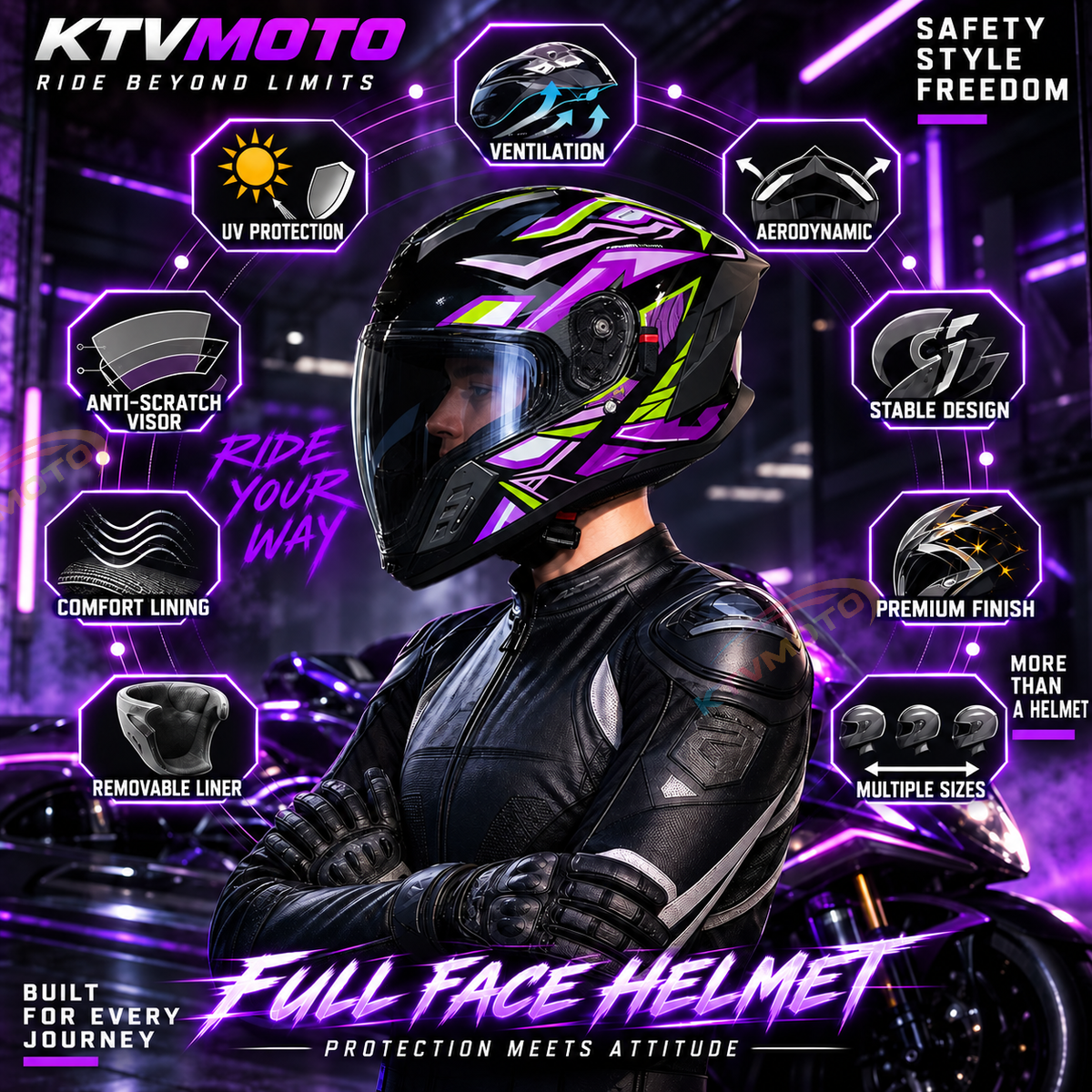 All-season full-face helmet with dual visors-I278