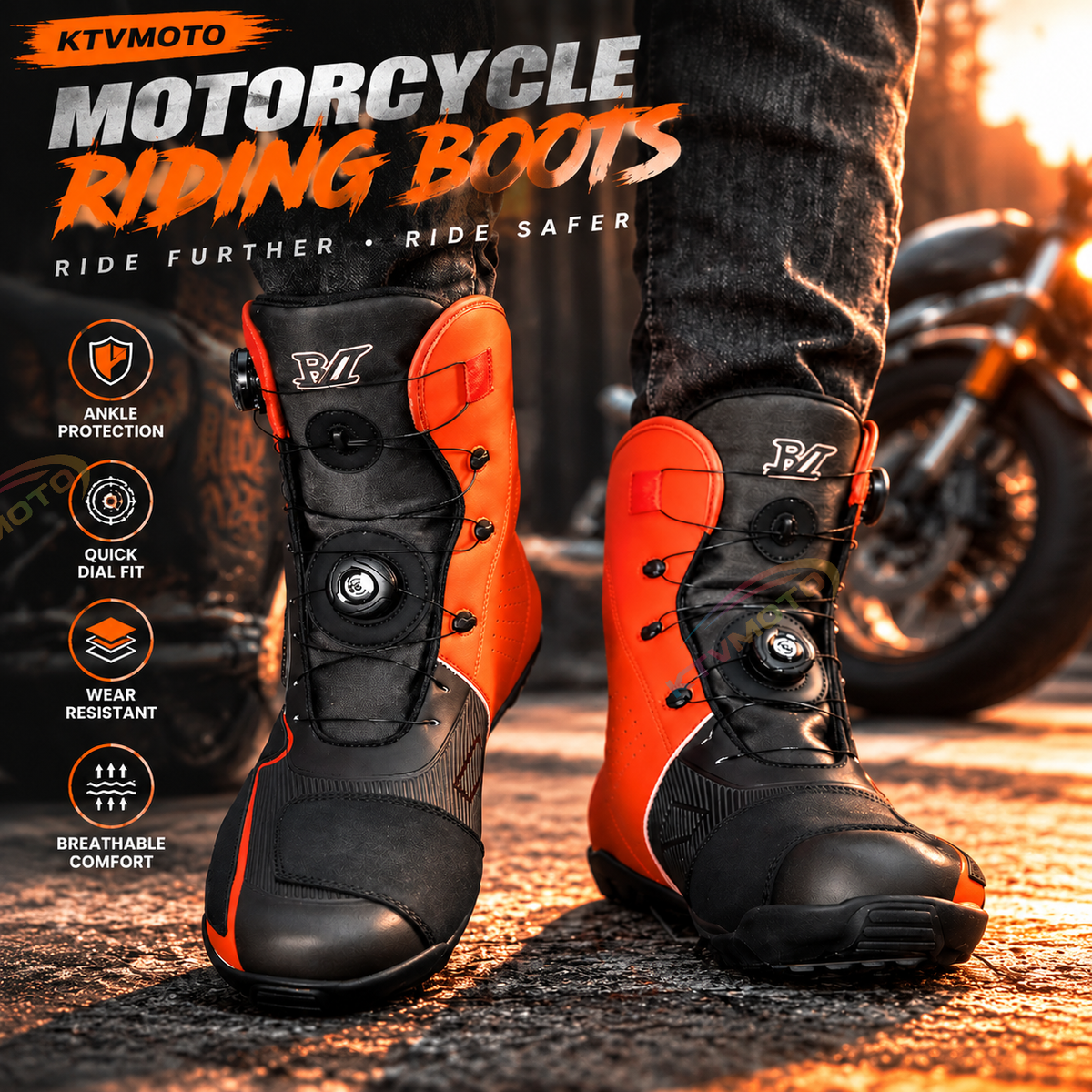 Motorcycle-specific riding boots – vintage-style cruiser and adventure/rally boots-K173