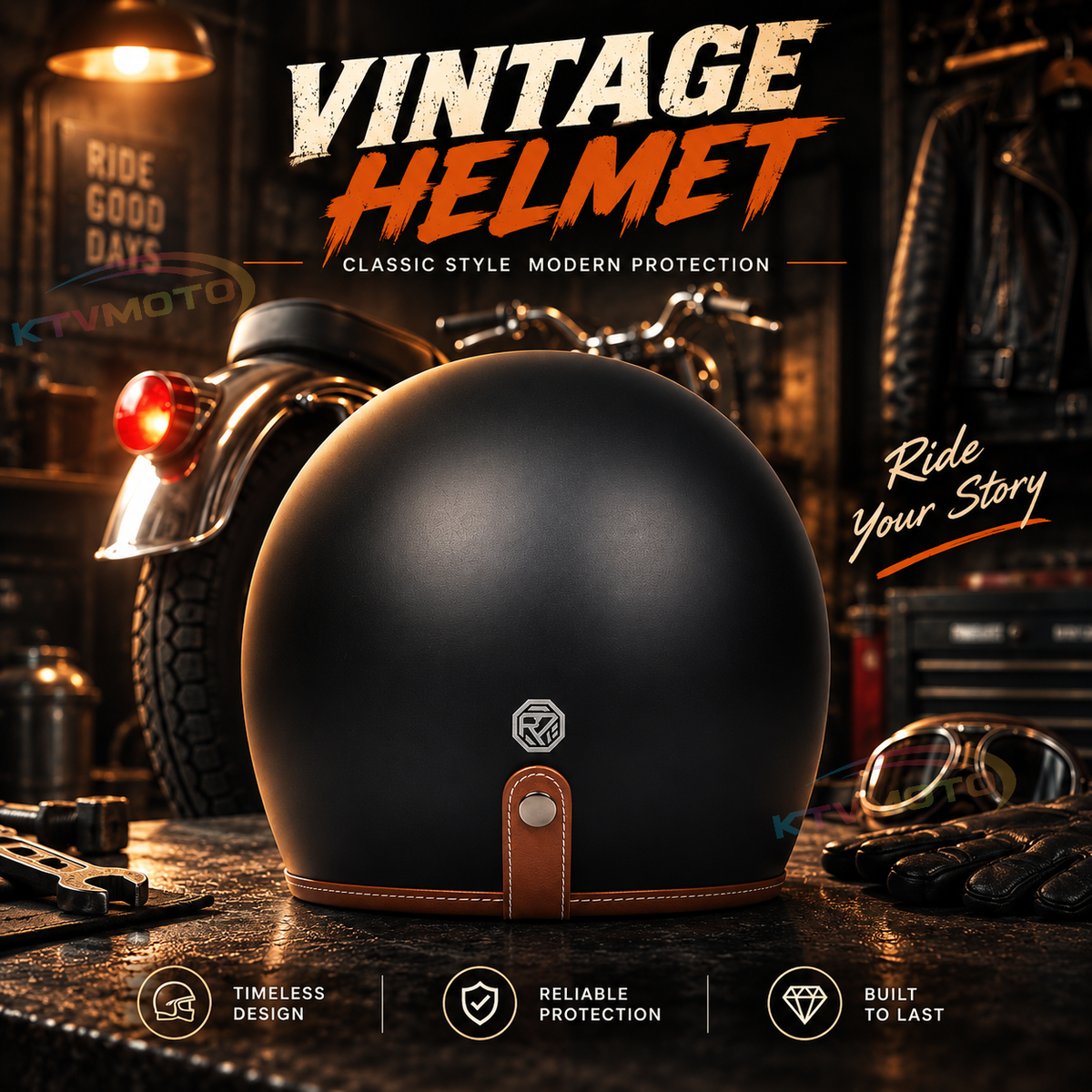 KTVMOTO Retro rally motorcycle helmet-I24