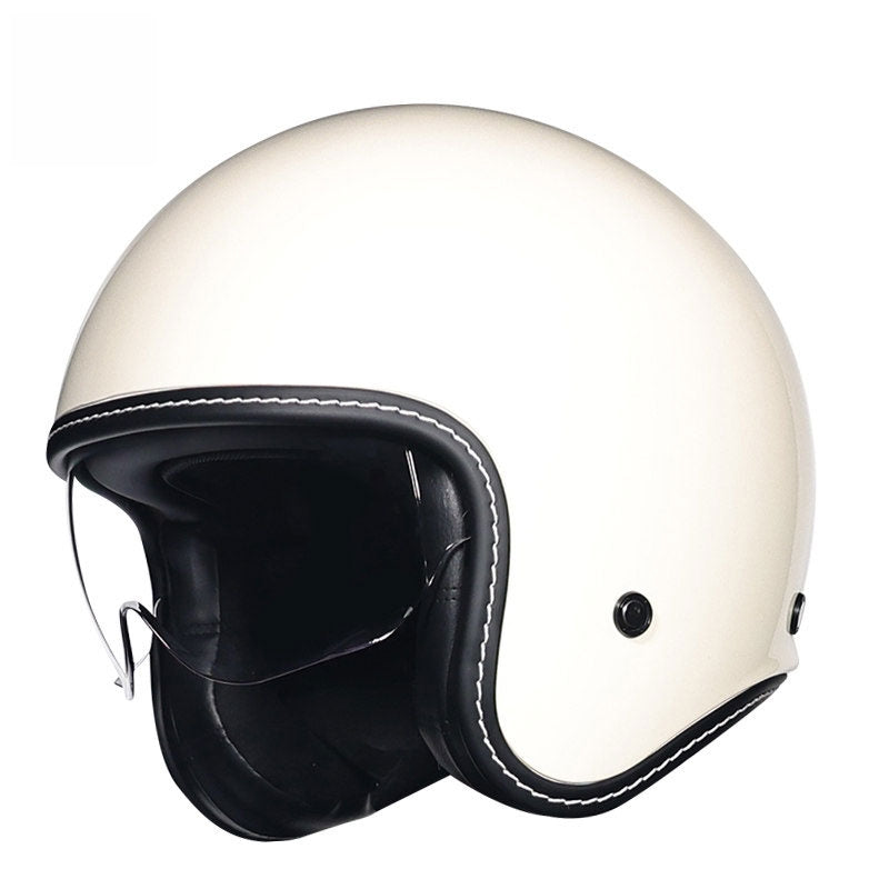 Retro-style open-face motorcycle helmet with built-in visor-I22