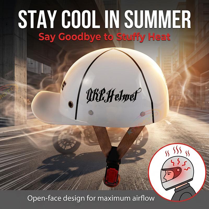 Retro baseball cap motorcycle half helme-I14